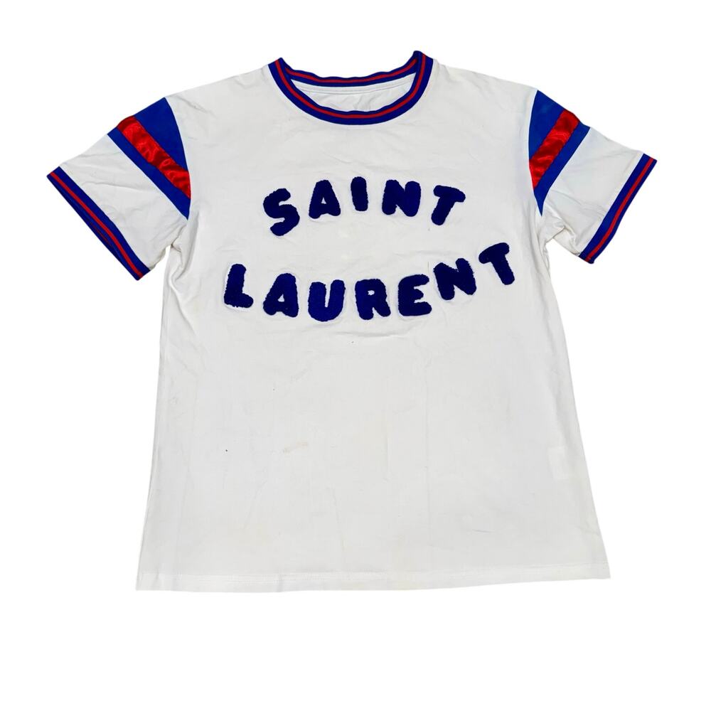 Saint Laurent t shirt Sz S, Unisex, Paris Logo Embroidered Design patch jersey